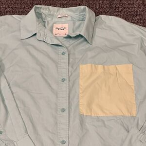Abercrombie & Fitch Shirt Womens Size L Colorblock L/S Oversized Shirt Cotton‎